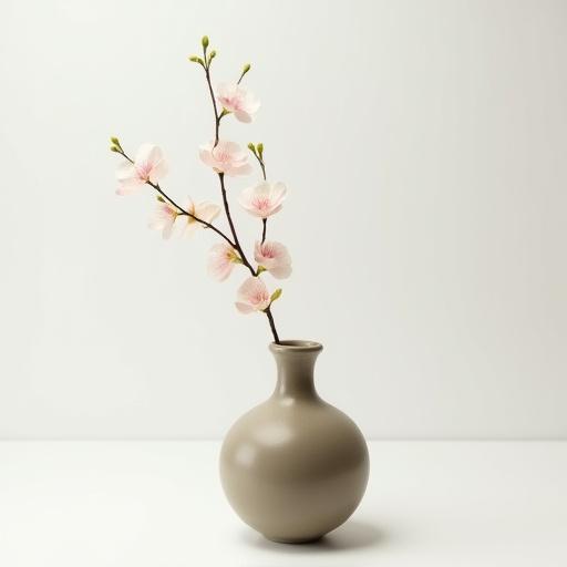 A minimalist ikebana-style arrangement in a ceramic vase.